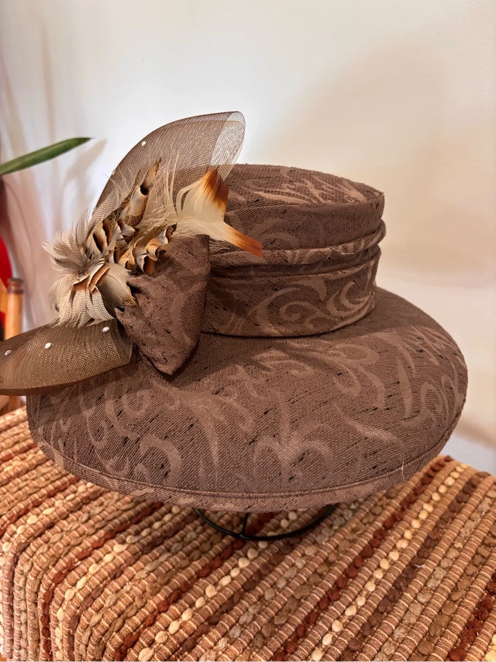 Tania Bella Premiere Collection Brown Kentucky Derby Hat Removable Hornady Pin - Picture 9 of 10